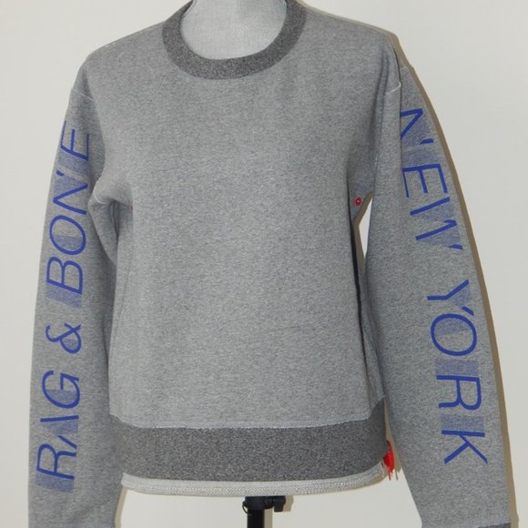 NWT Rag & Bone New York Fleece Two-tone Sweatshirt Heather Grey Crew Neck Top - Picture 4 of 7